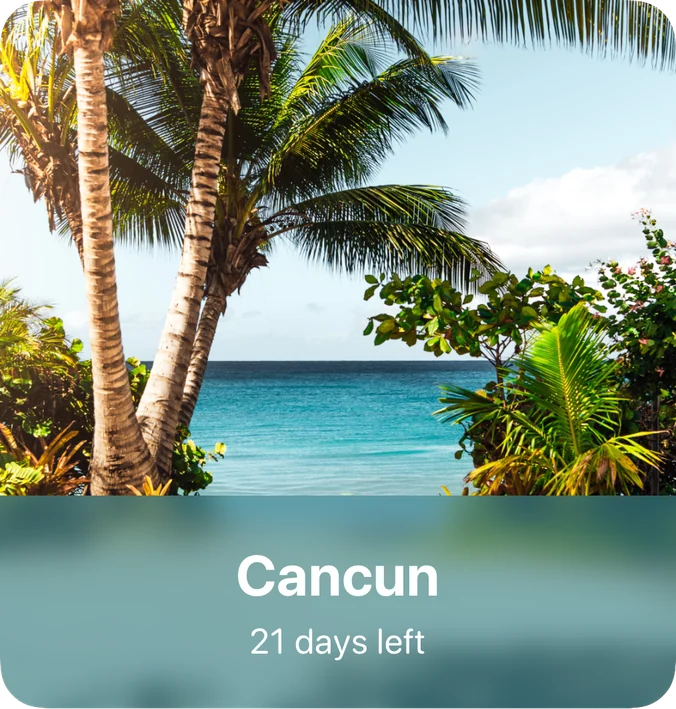 Kidgets large vacation countdown widget with a beach photo